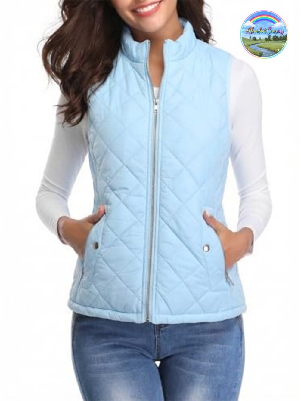 Quilted Puffer Vest Lightweight Zip Up Stand Collar Gilet